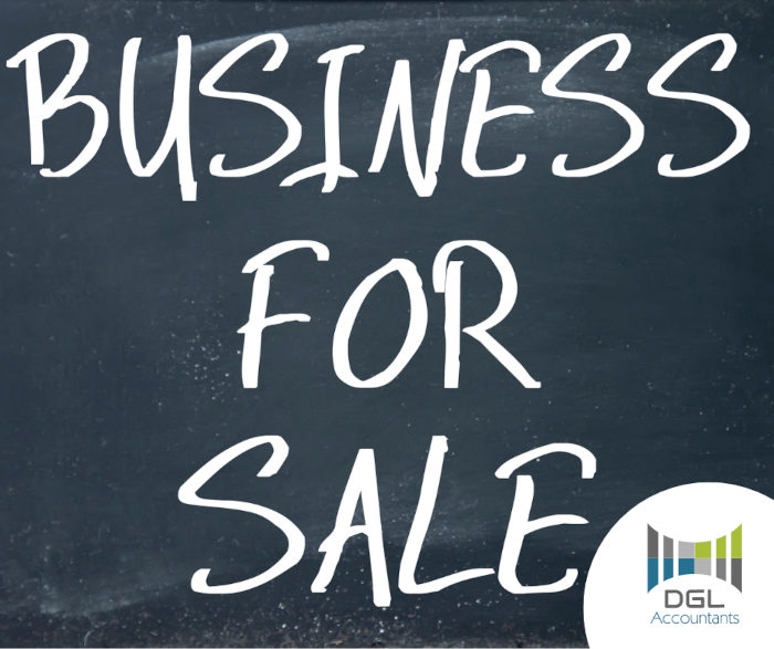 Blackboard sign saying "Business for sale"