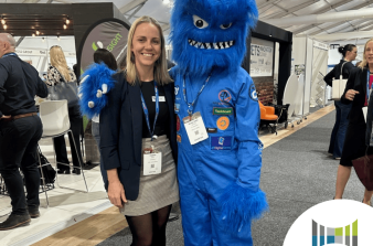 Lizzy standing next to the Mackay Safety Monster